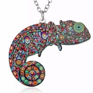 Colorful Acrylic Chameleon Necklace